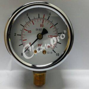 6-GHI-54-051 GHIDINI GHIDINI PRESSURE GAUGE 0-10 D60 AR 1/4 RED SIGN 5.5 CODE: 35A002