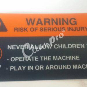 DEXTER SPARE PART (6-DEX-A2-068) DEXTER LABEL, WARNING RISK OF INJURY - BLUE CODE : 8502-759-002 for LAUNDRY PARTS